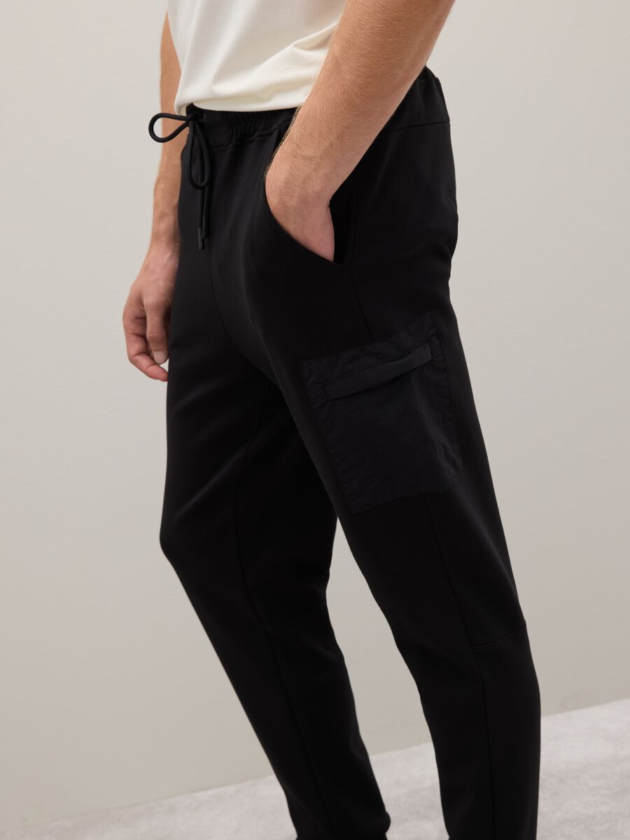 Black cotton blend trousers with regular fit_3