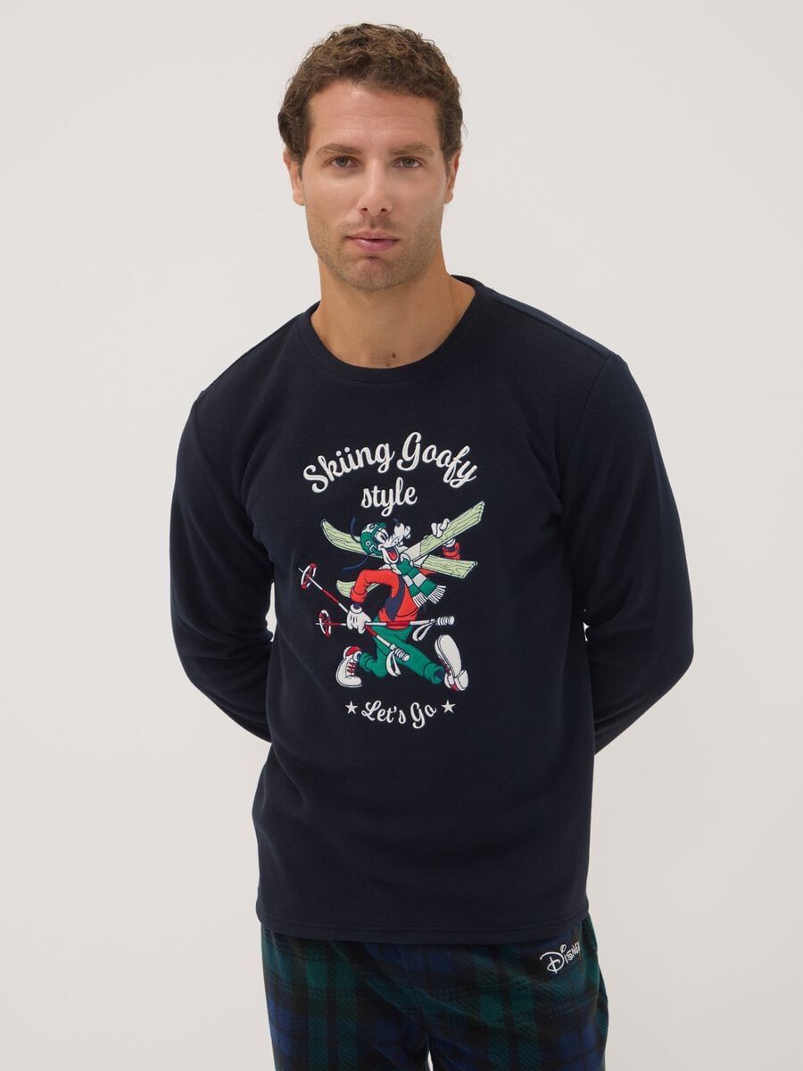 Pigiama lungo blu navy con girocollo e stampa Mickey & Friends_1