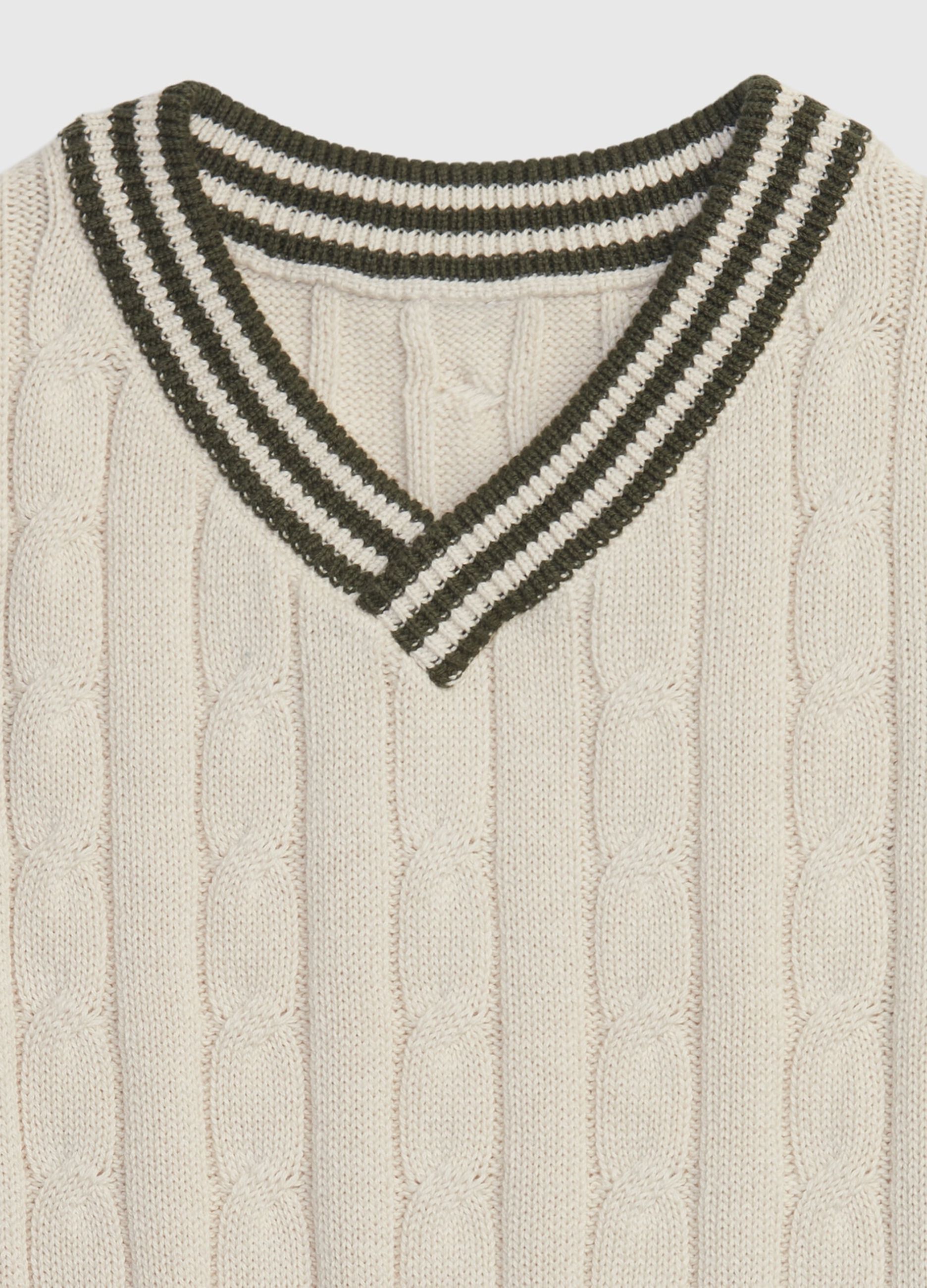 Gilet in cotone con lavorazione a trecce