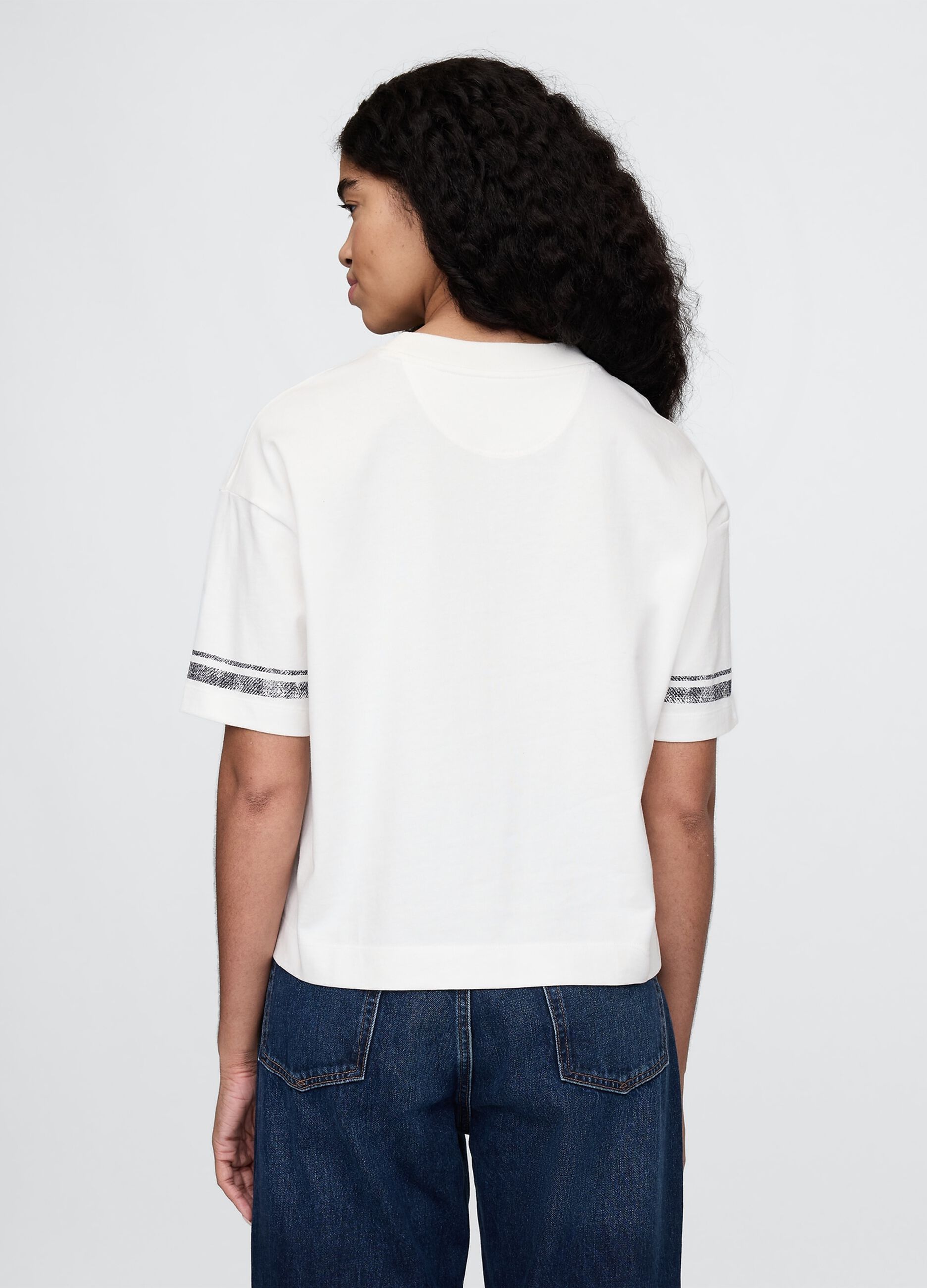 White cotton cropped T-shirt from Gap