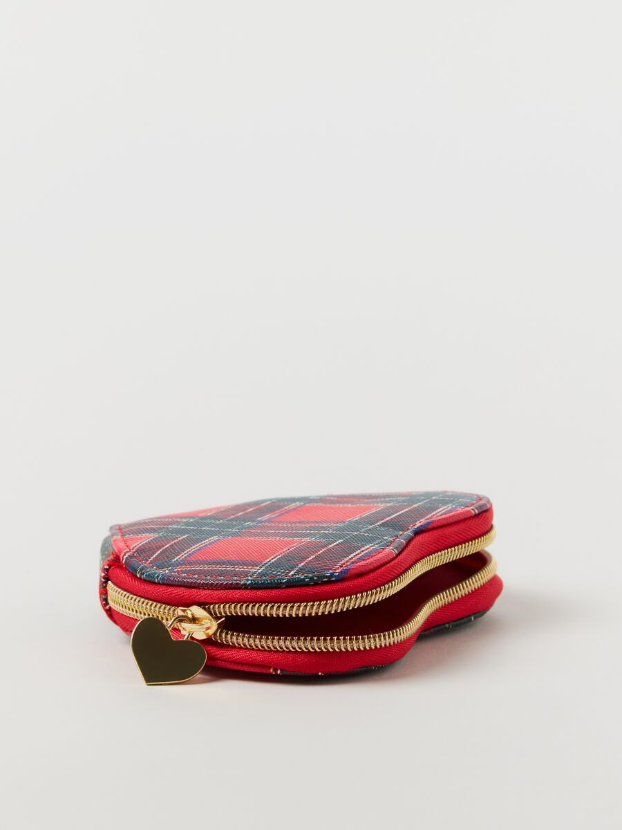 Porta monete a cuore fantasia tartan_2