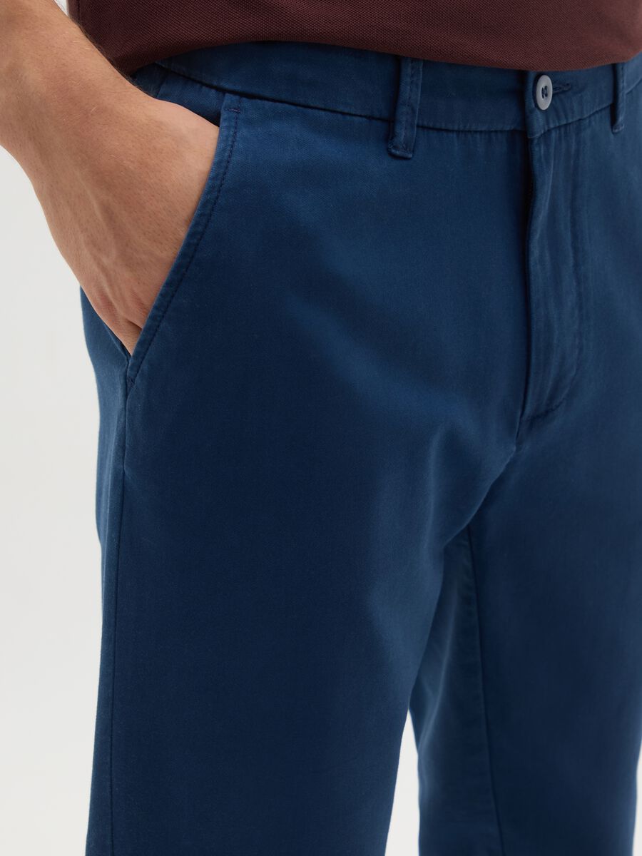 Blue cotton slim fit trousers_2