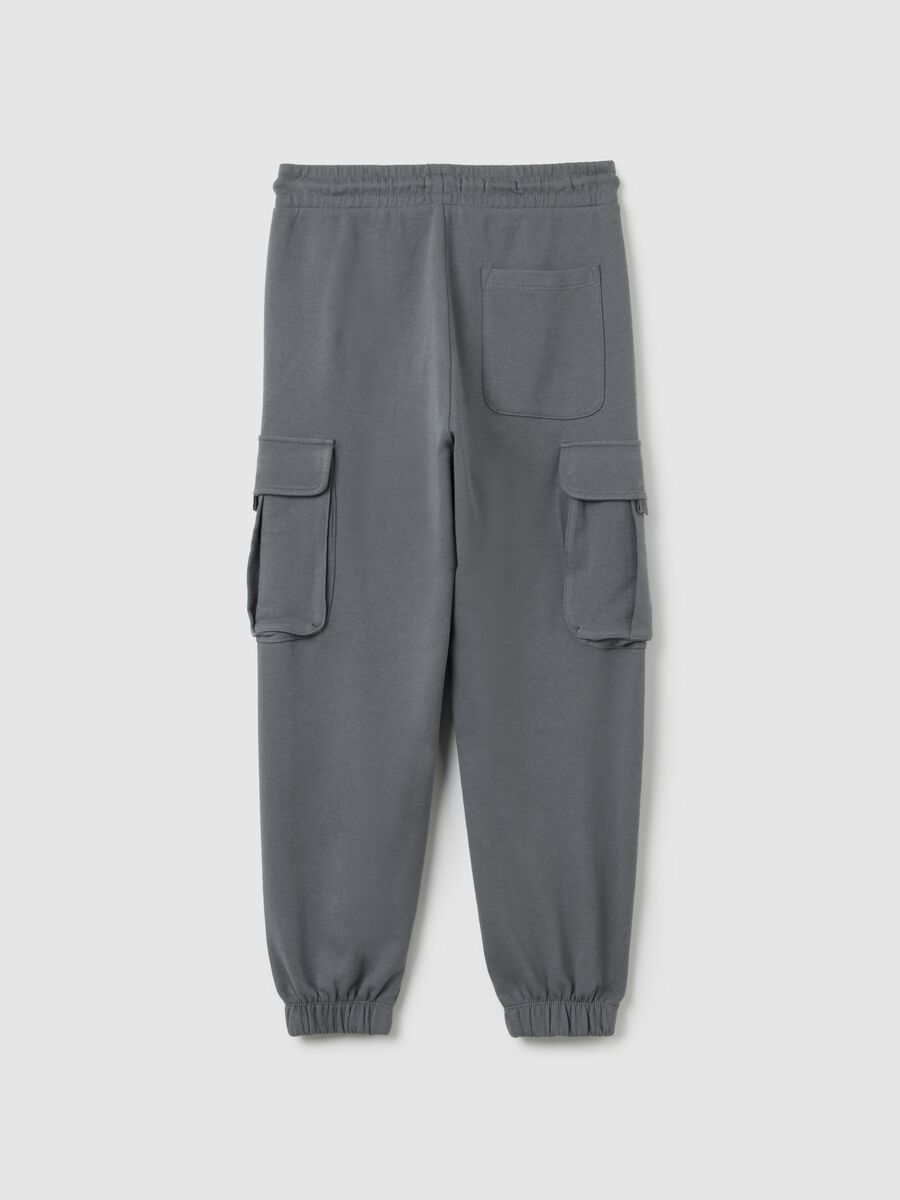 Jogger da ragazzo in puro cotone nero regular fit_1