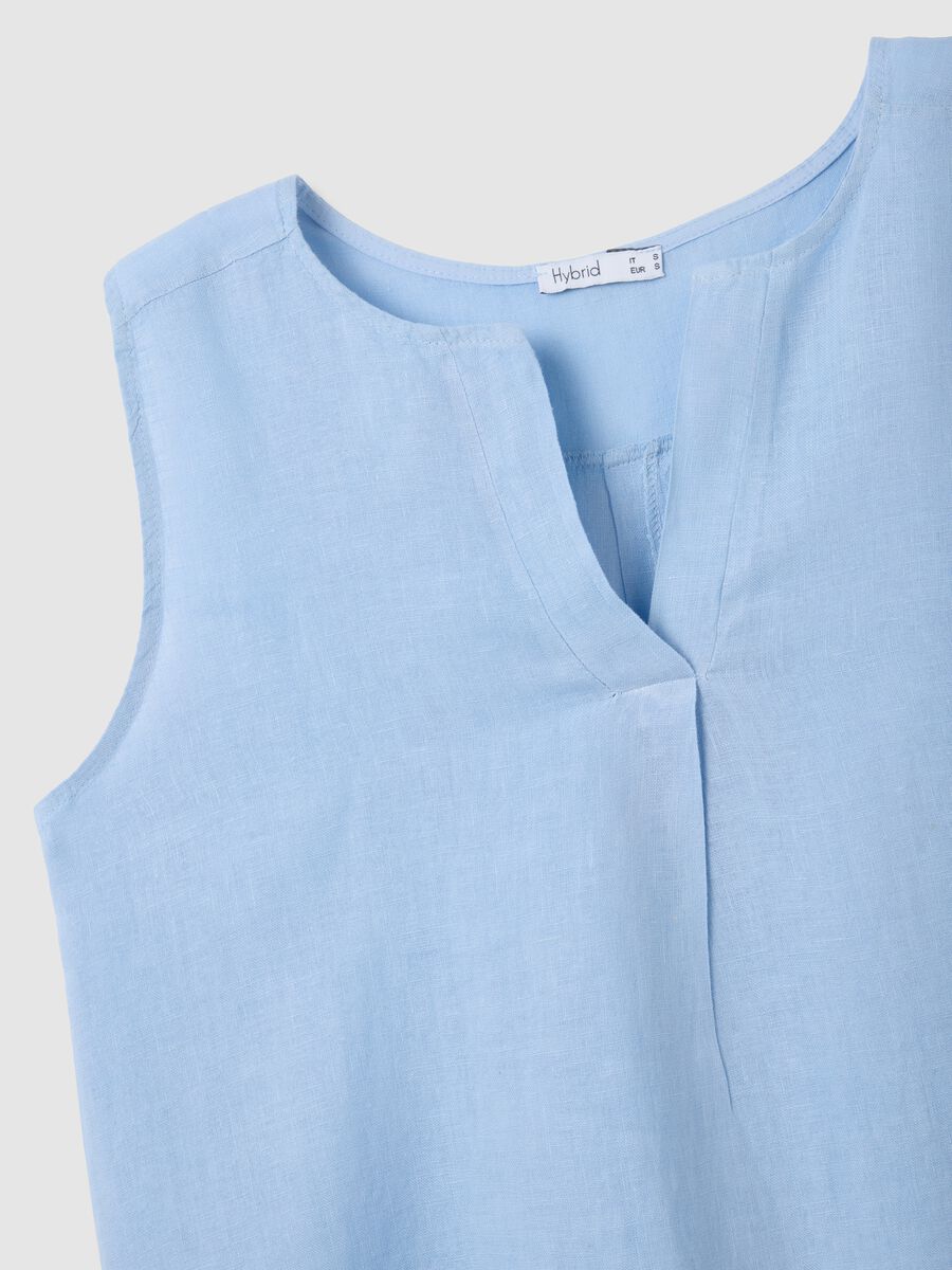 Women's dress in pure azure linen regular fit_5