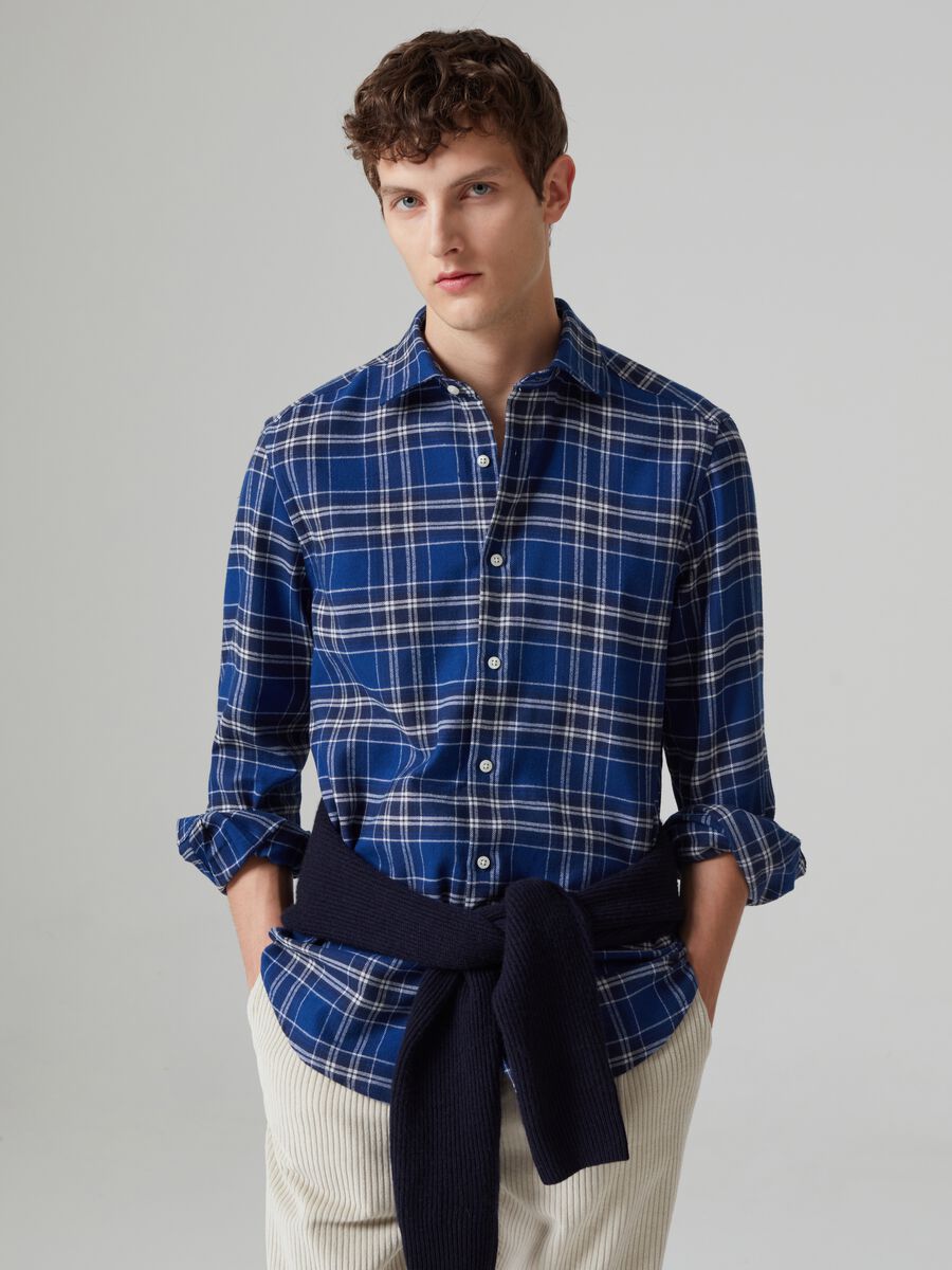 Camicia in flanella con fantasia check_0