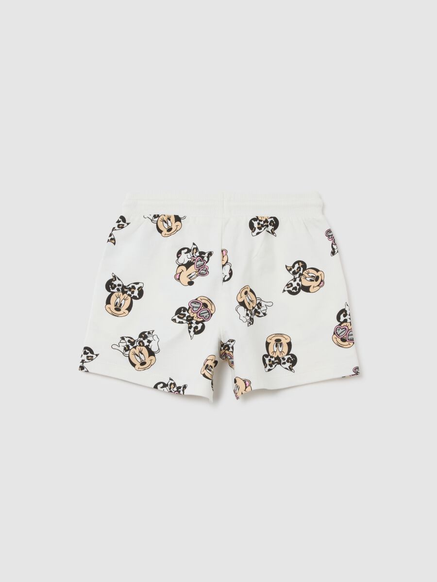 Girls' white cotton shorts regular fit with print_1