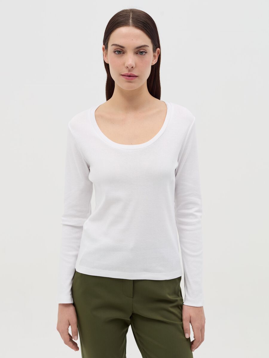 Long-sleeved T-shirt with round neck_0