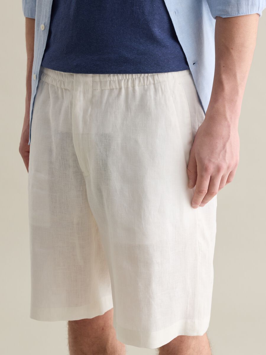 Linen Bermuda shorts with internal drawstring_2