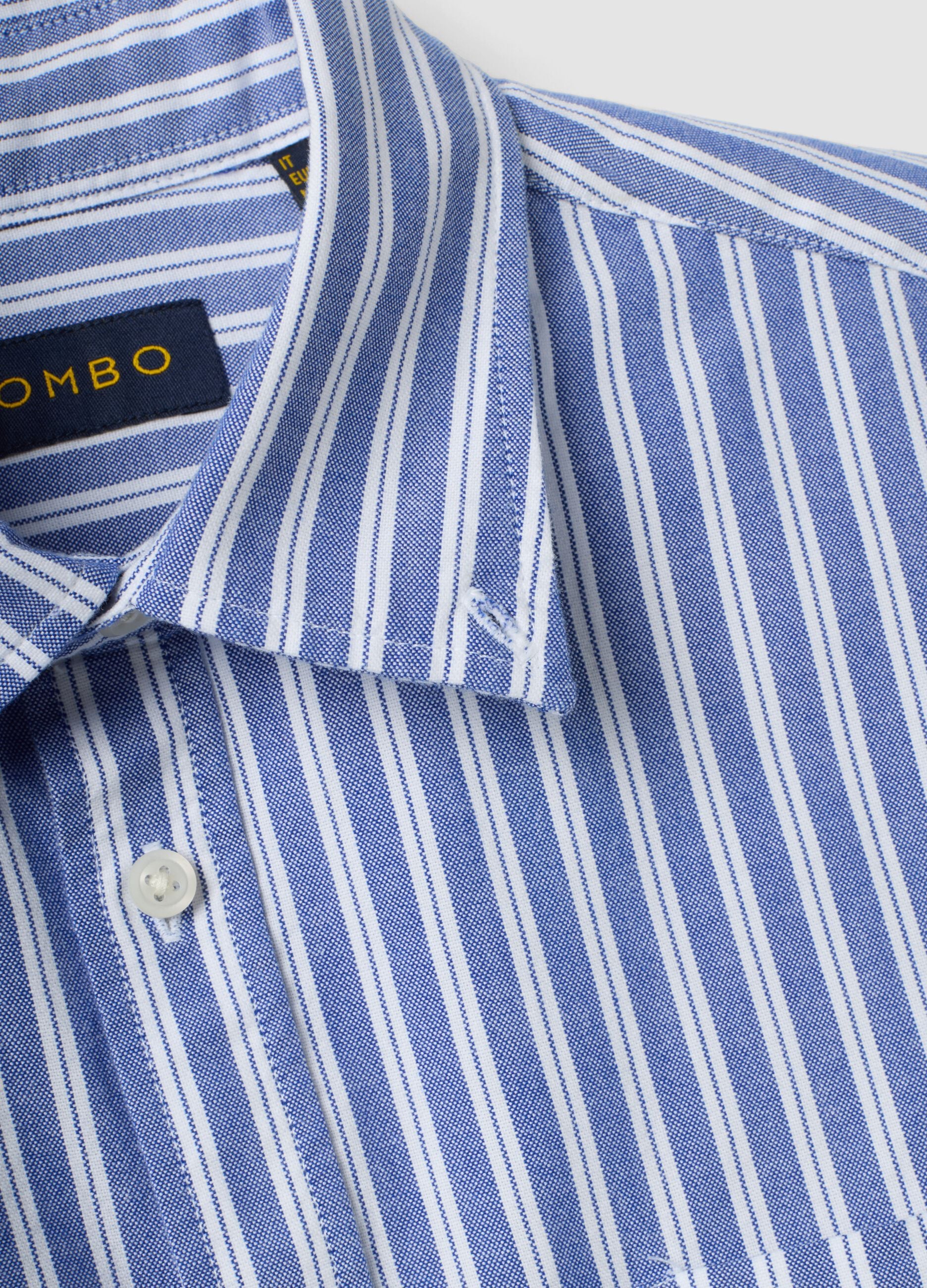 Blue striped pure cotton Oxford shirt, regular fit