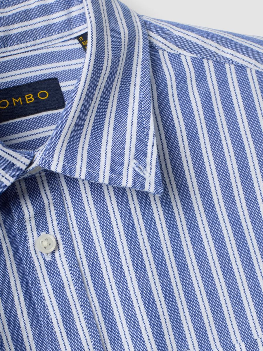 Camicia oxford azzurra a righe in puro cotone regular fit_1