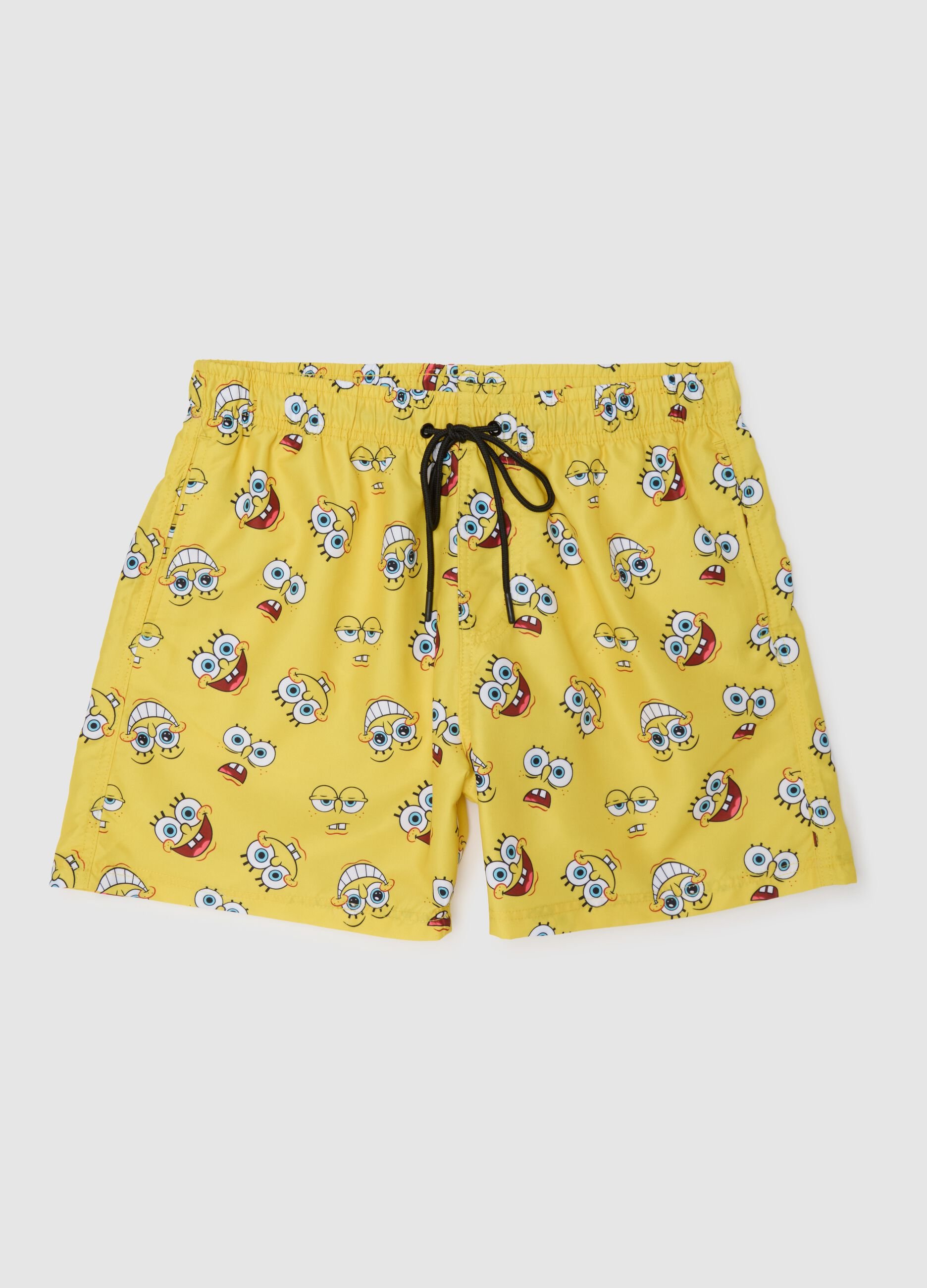 Yellow Kids' Fabric Shorts with Spongebob