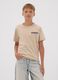 Beige pure cotton T-shirt with front and back print_1