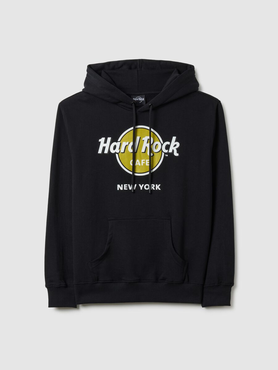 Black pure cotton regular fit hoodie with Hard Rock Cafe logo_4