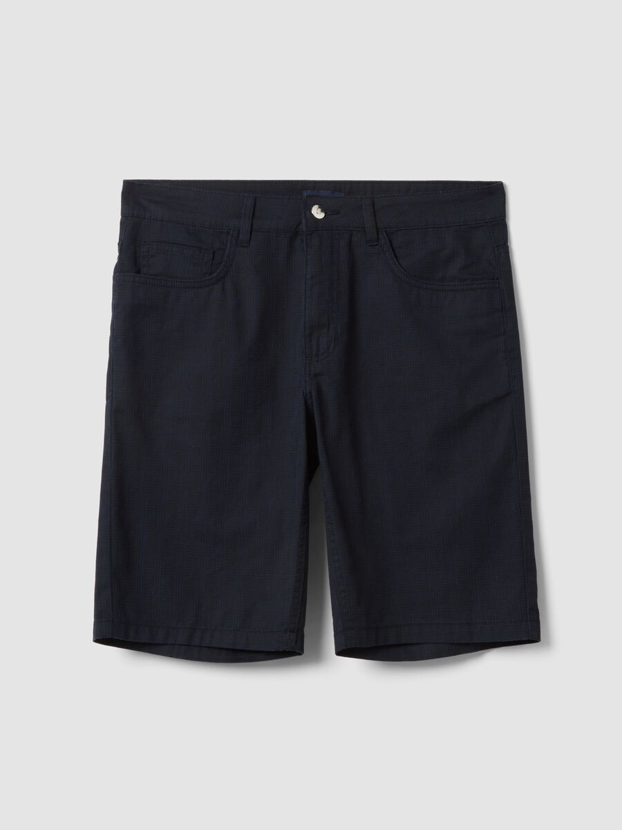 Blue regular-fit pure cotton Bermuda shorts_4