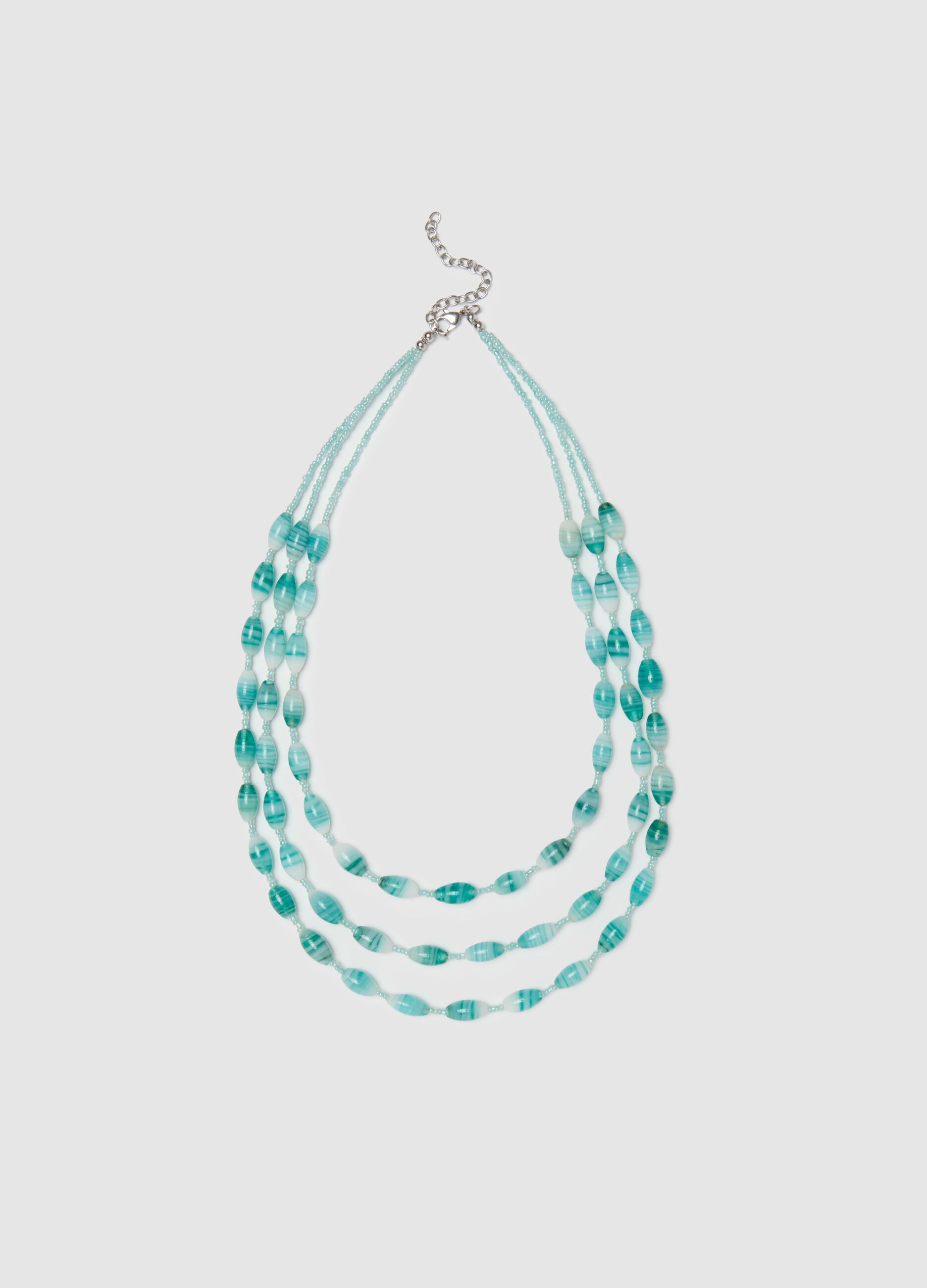 Collana multifili con perline azzurre