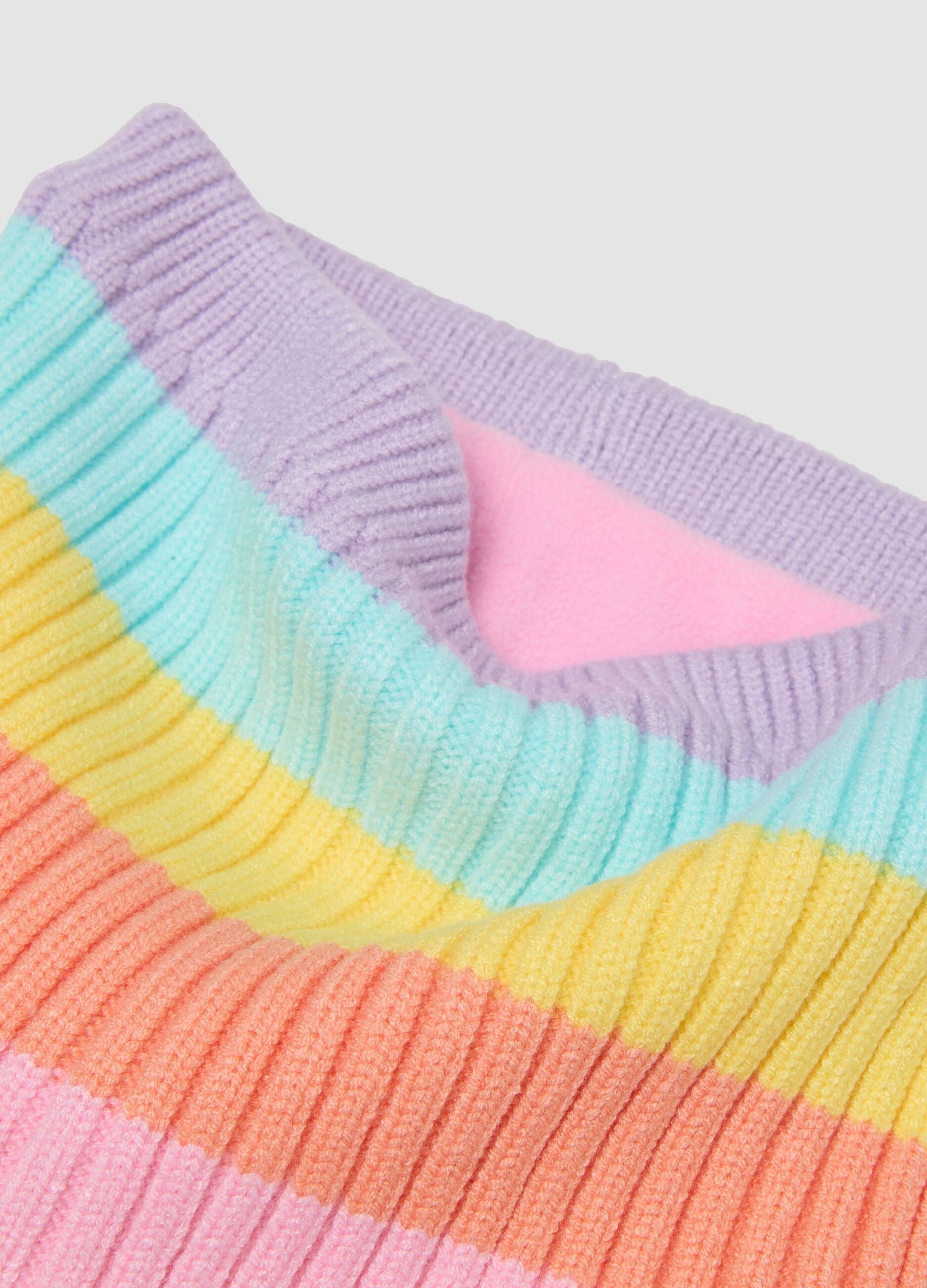 Multicolour ribbed viscose-blend scarf