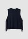 Blue wool-blend crew-neck gilet with tie-fastening side tabs, regular fit_4