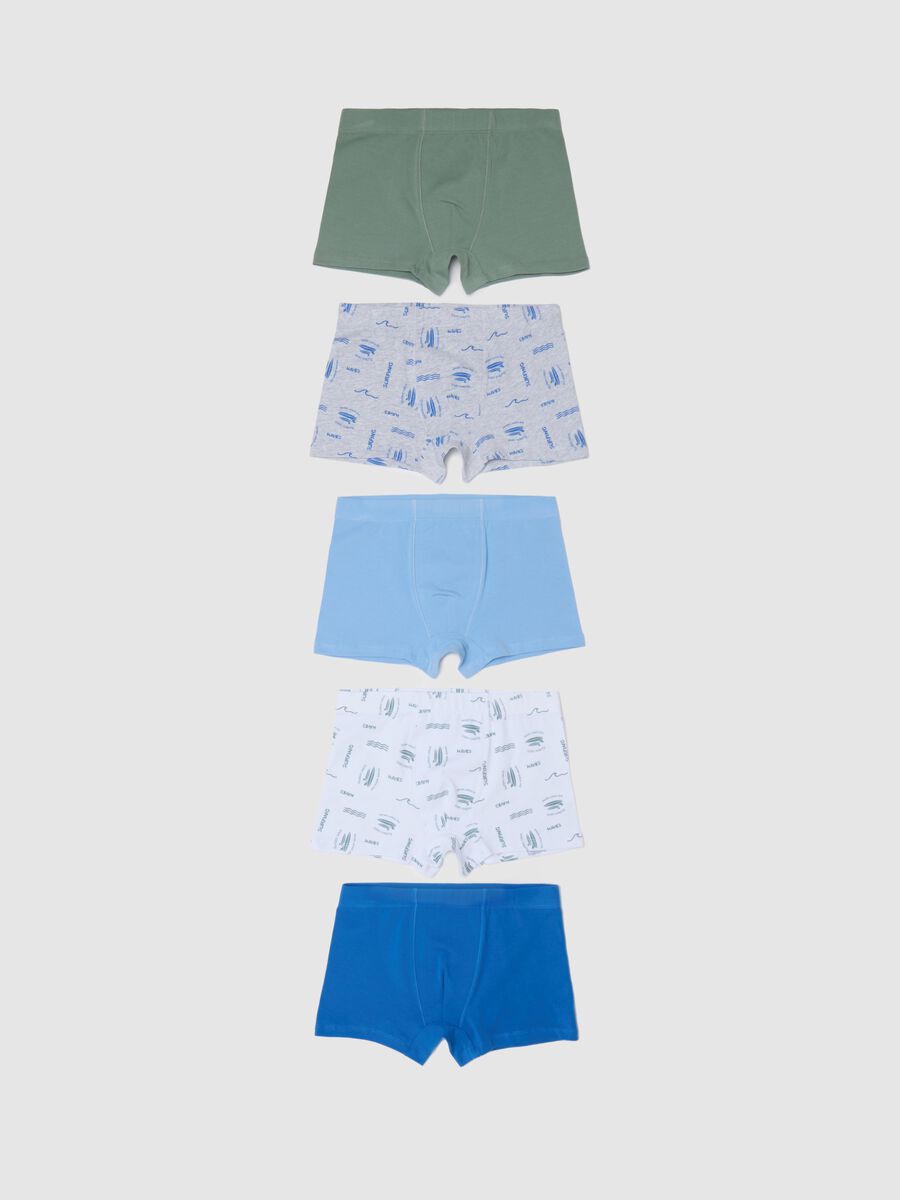 Multipack cinque boxer blu e verde con stampa_0
