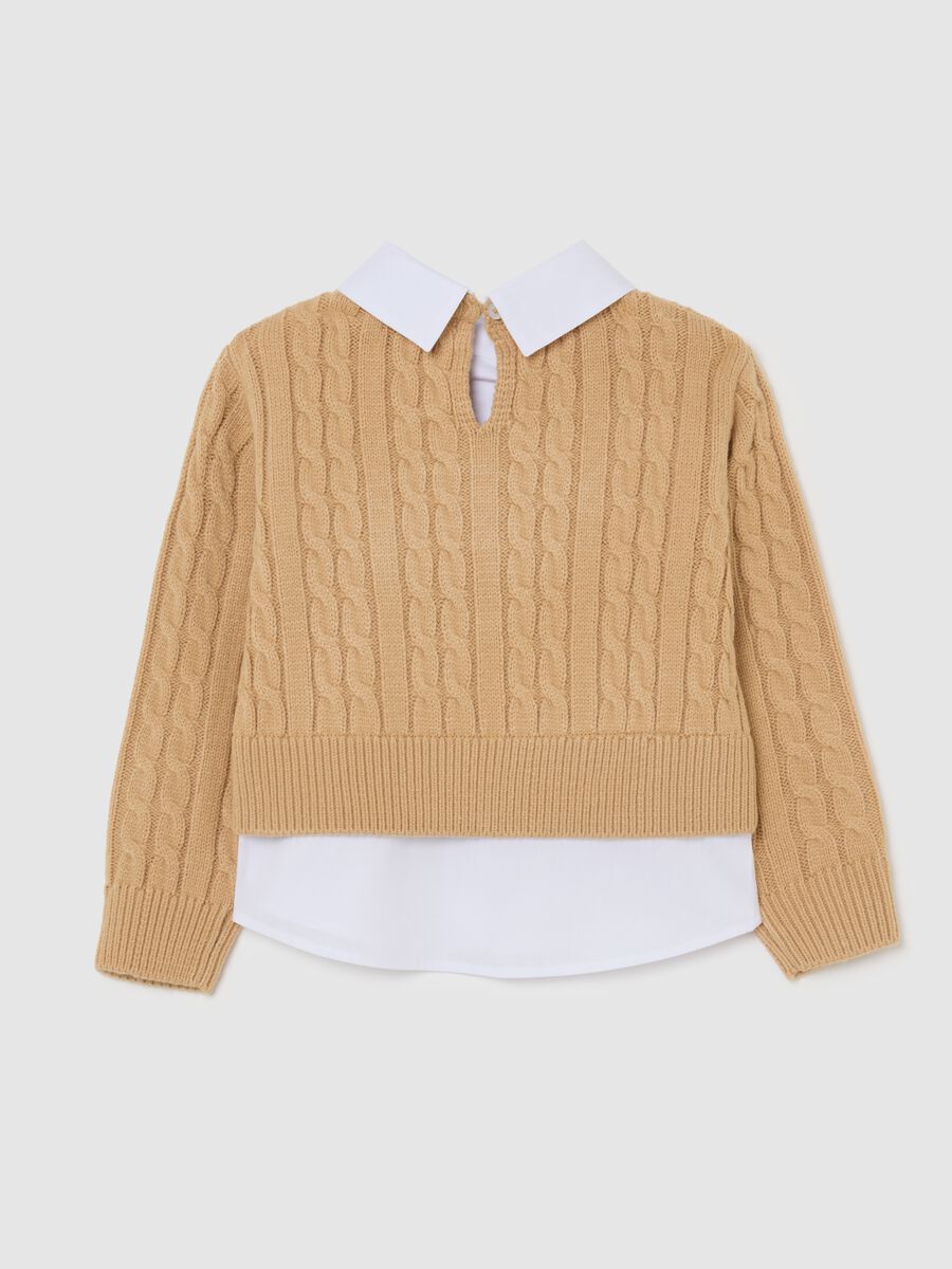 Maglione beige da bambina regular fit con lavorazione a maglia_1