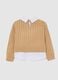 Maglione beige da bambina regular fit con lavorazione a maglia_1