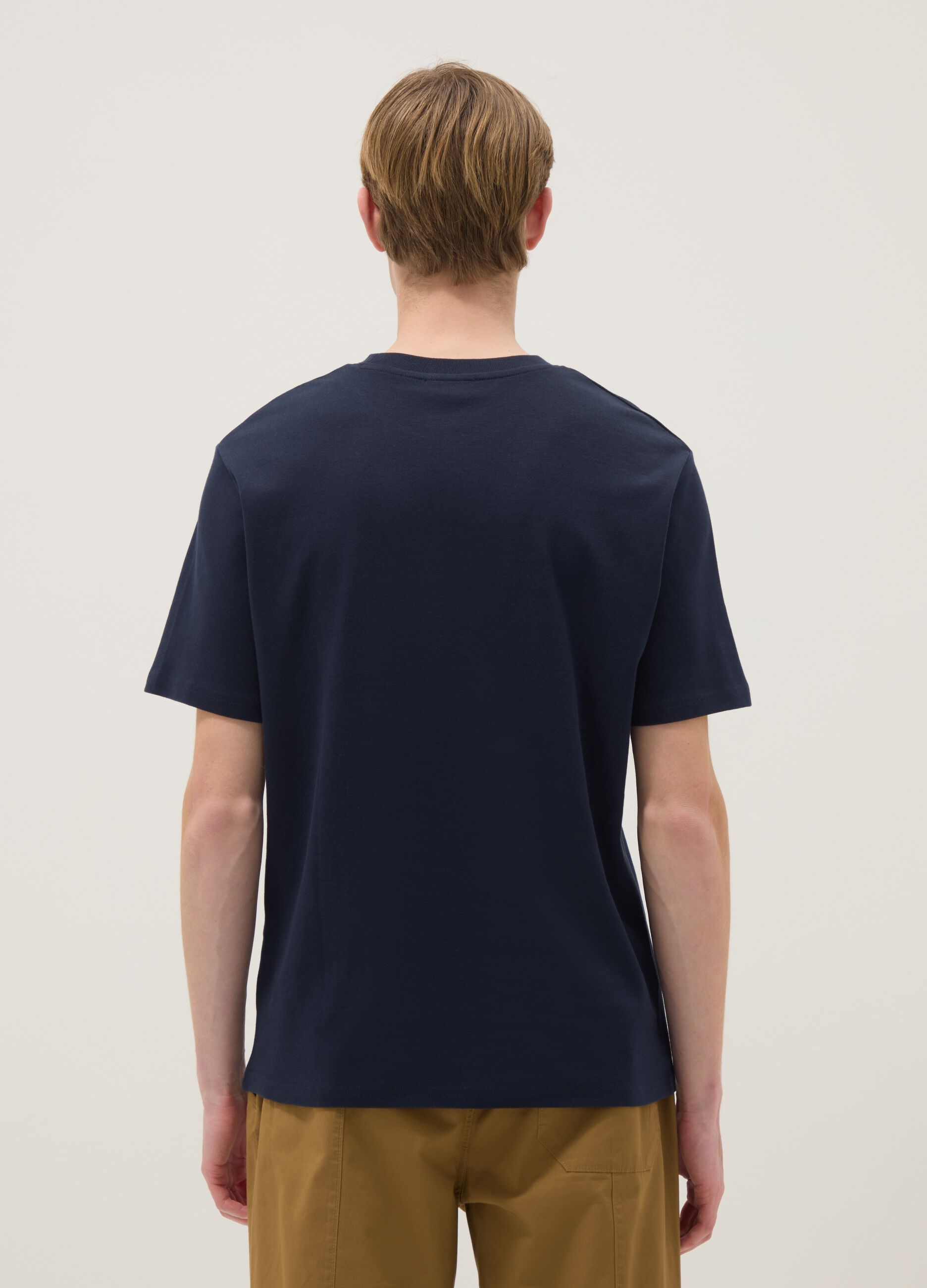 Blue pure cotton short sleeve relaxed fit T-shirt