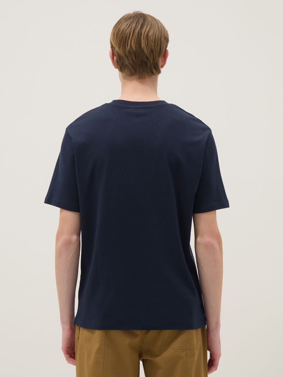 Blue pure cotton short sleeve relaxed fit T-shirt_4