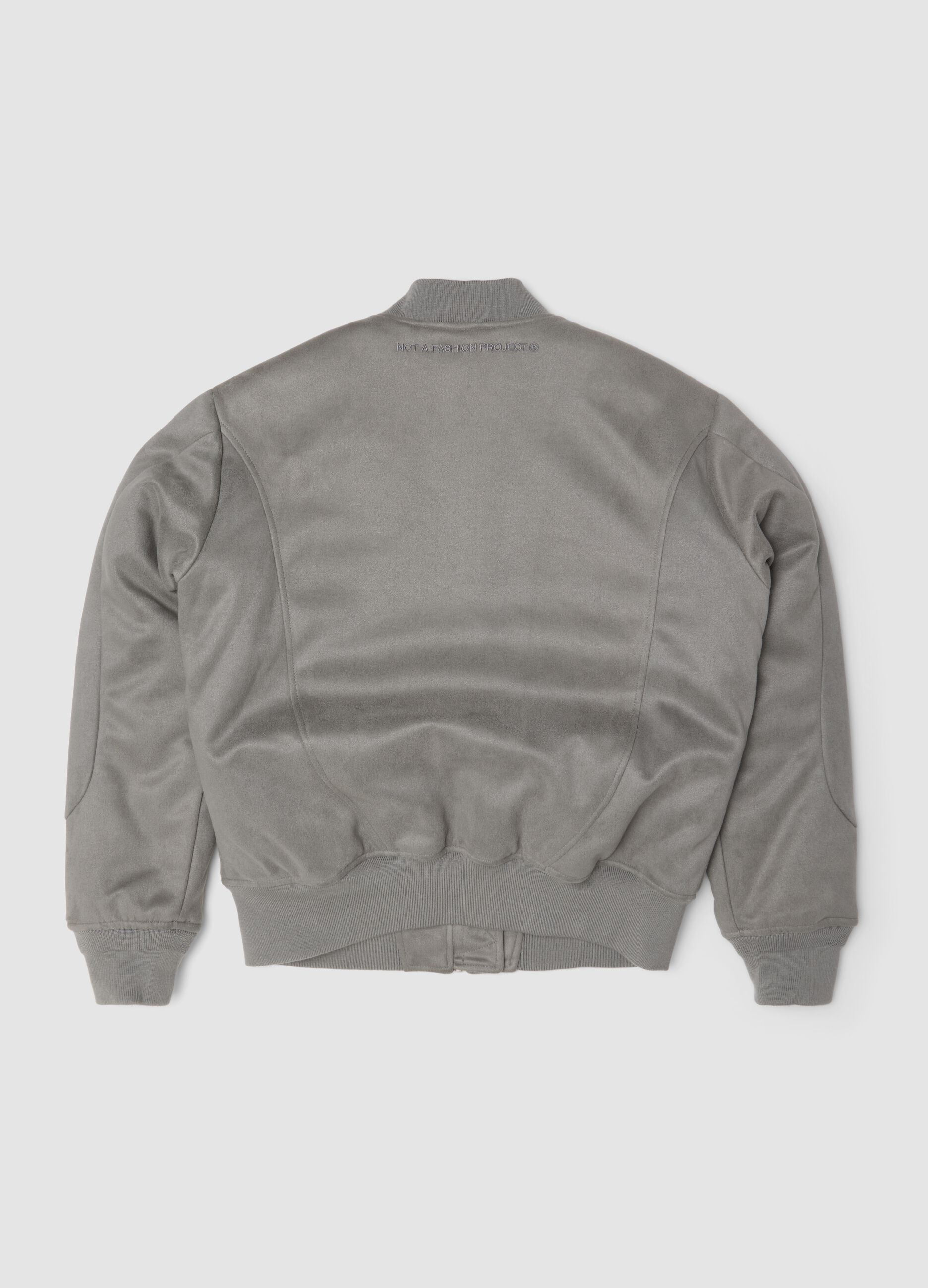 Faux Suede Bomber Jacket Light Grey