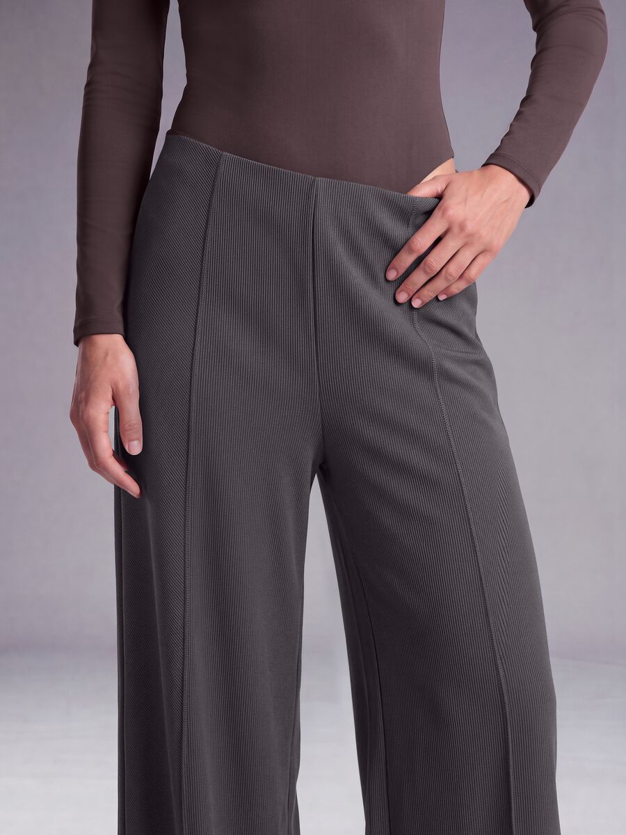 Pantaloni grigi wide leg in modal elasticizzato ALTAVIA STUDIO_3