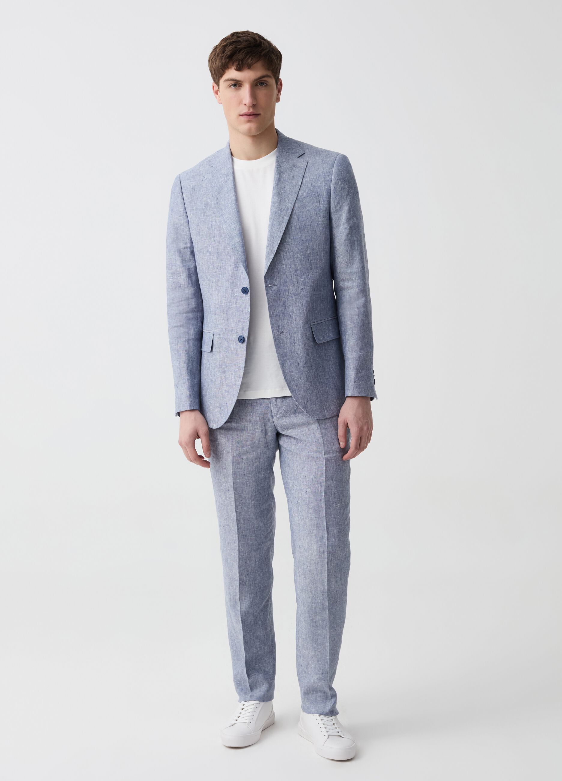 Slim-fit trousers in linen