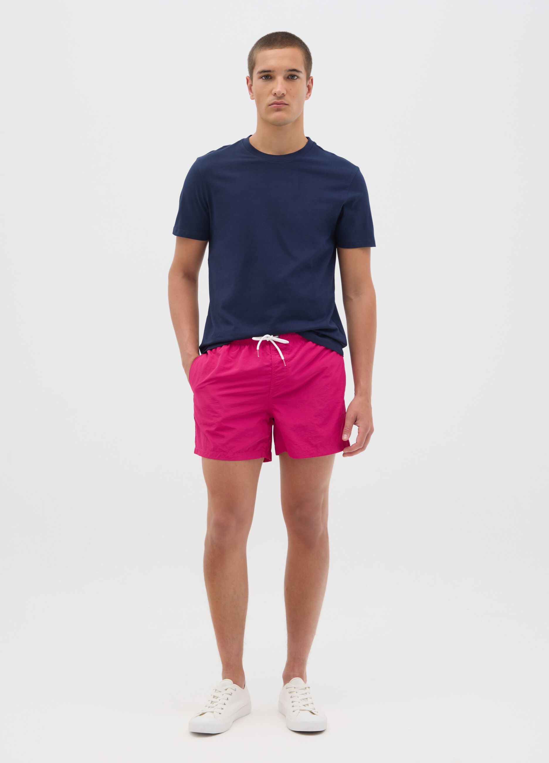 Boxer da uomo in puro nylon rosa regular fit