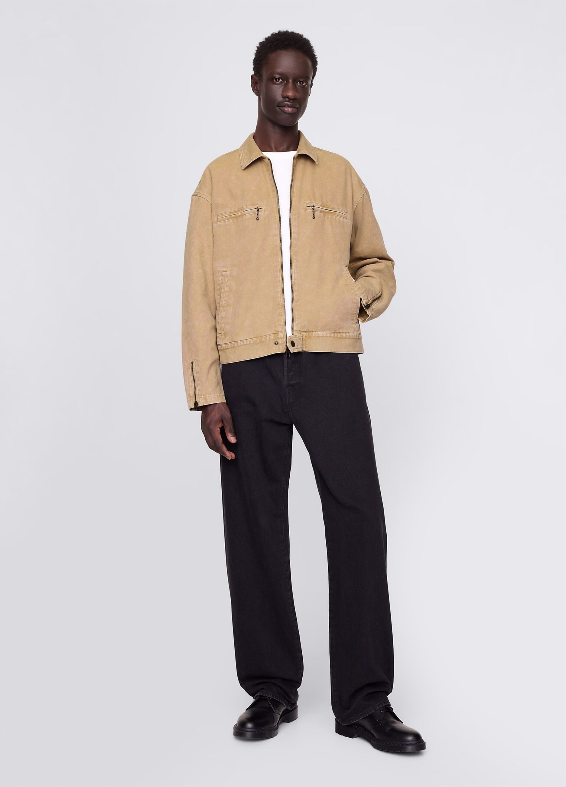 Beige lightweight jacket in 100% cotton