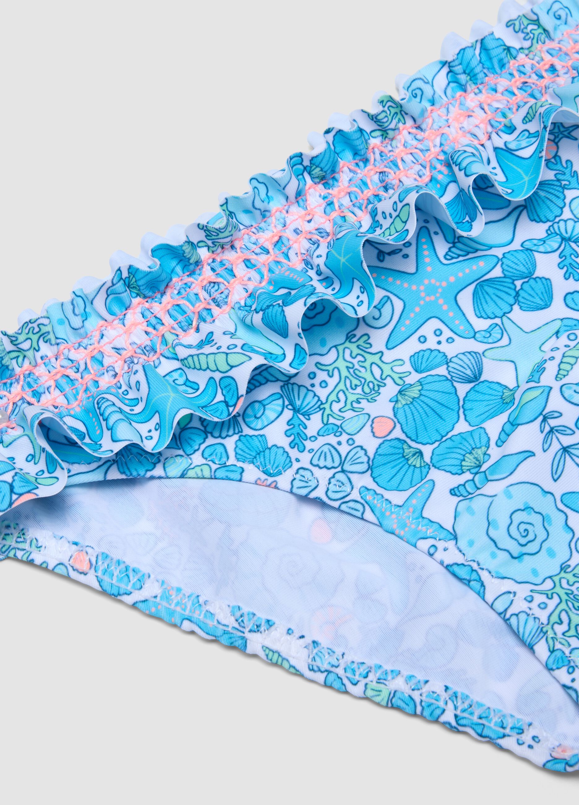 Blue girls&rsquo; bikini with nautical print