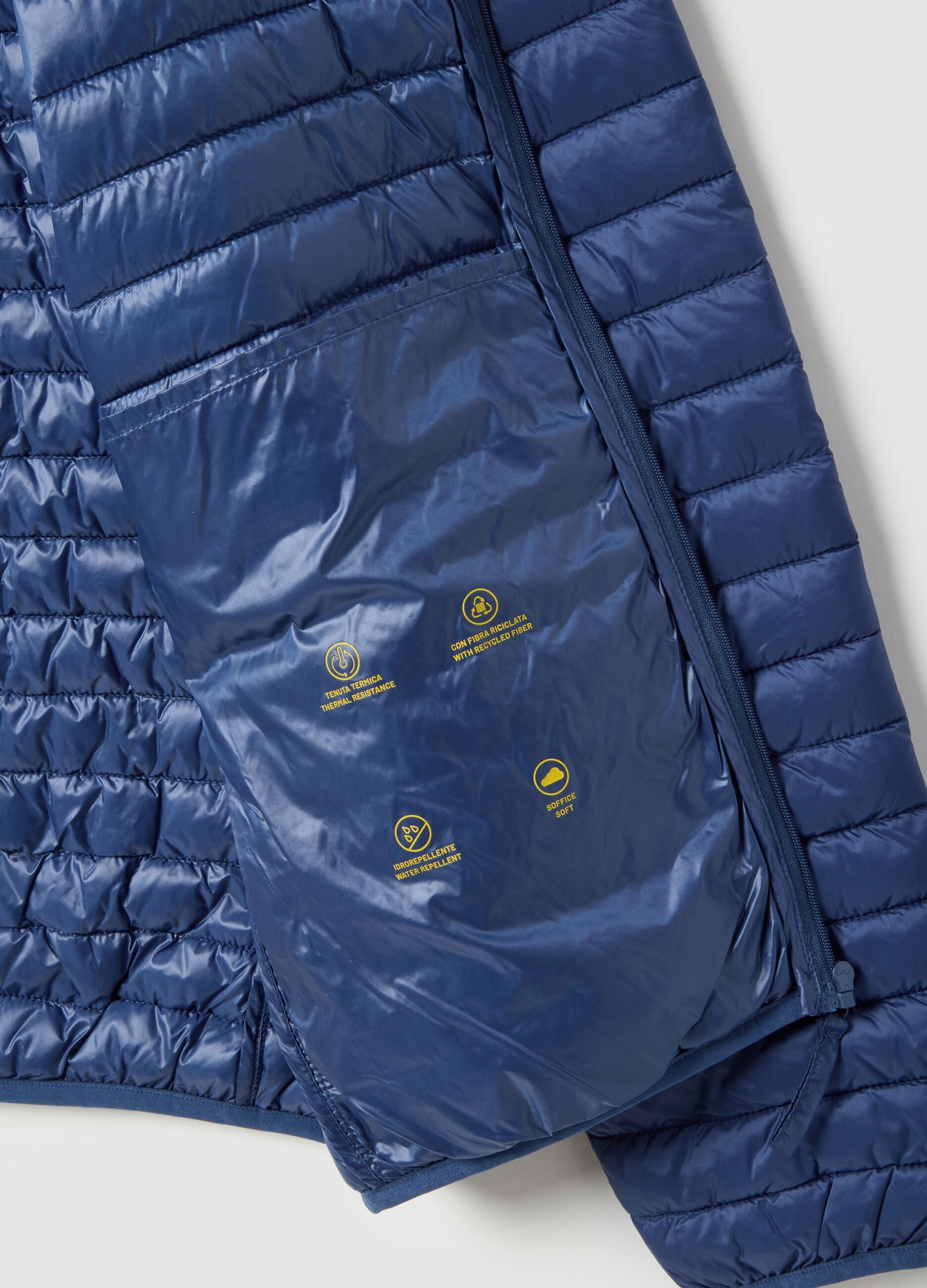 Giacca Ultralight imbottita blu regular fit con zip