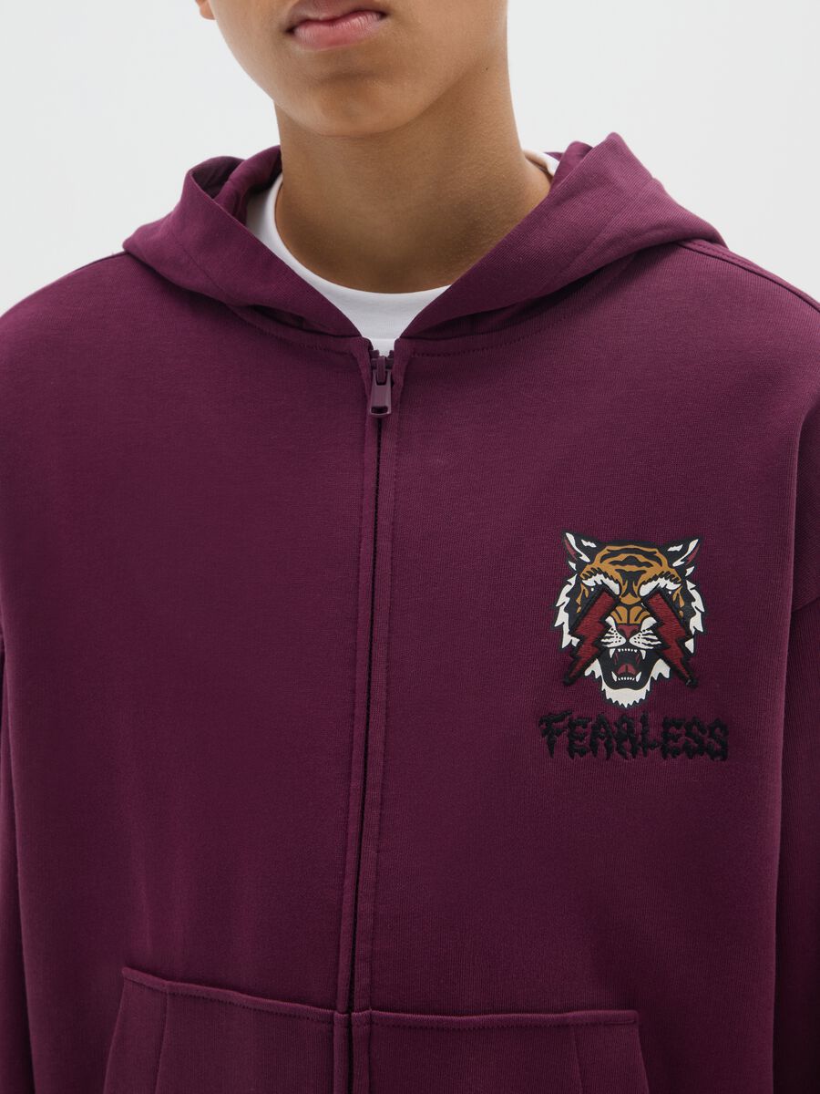 Felpa con cappuccio rossa da ragazzo in puro cotone regular fit_2