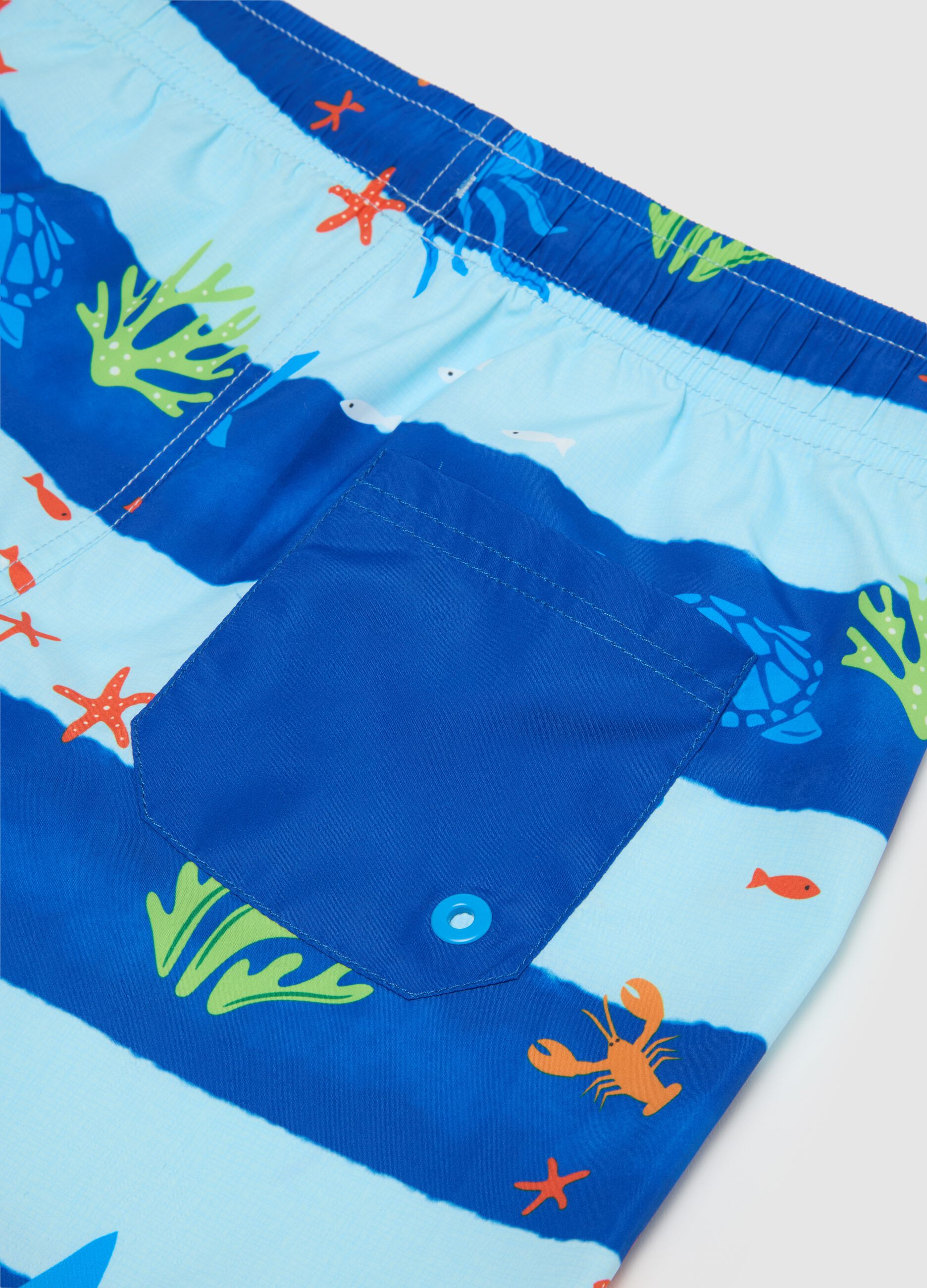 Children's swimsuit in mixed fabric with multicolour print and regular fit