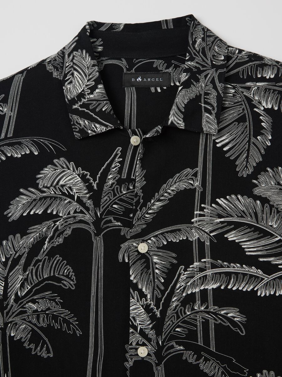 Short sleeve viscose palm print shirt_1