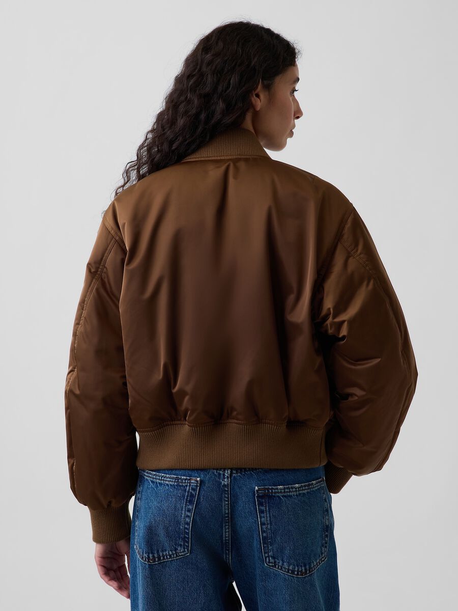 Light brown bomber jacket with zip and ribbed cuffs_3