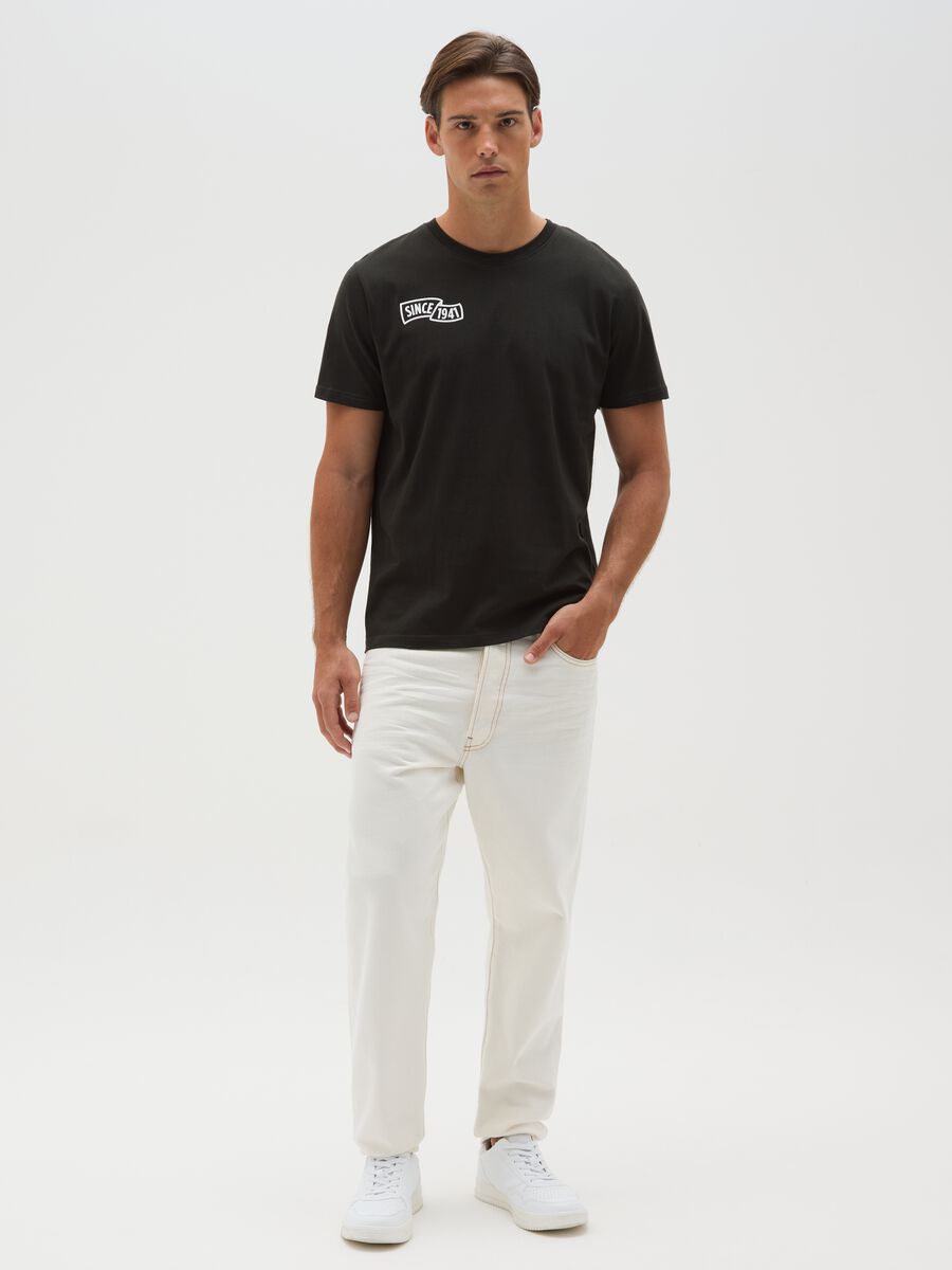 Men's black pure cotton regular fit t-shirt with print_1