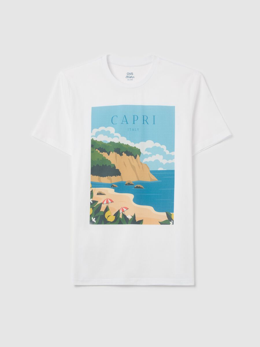 Cotton T-shirt with "Capri Italy" print_4