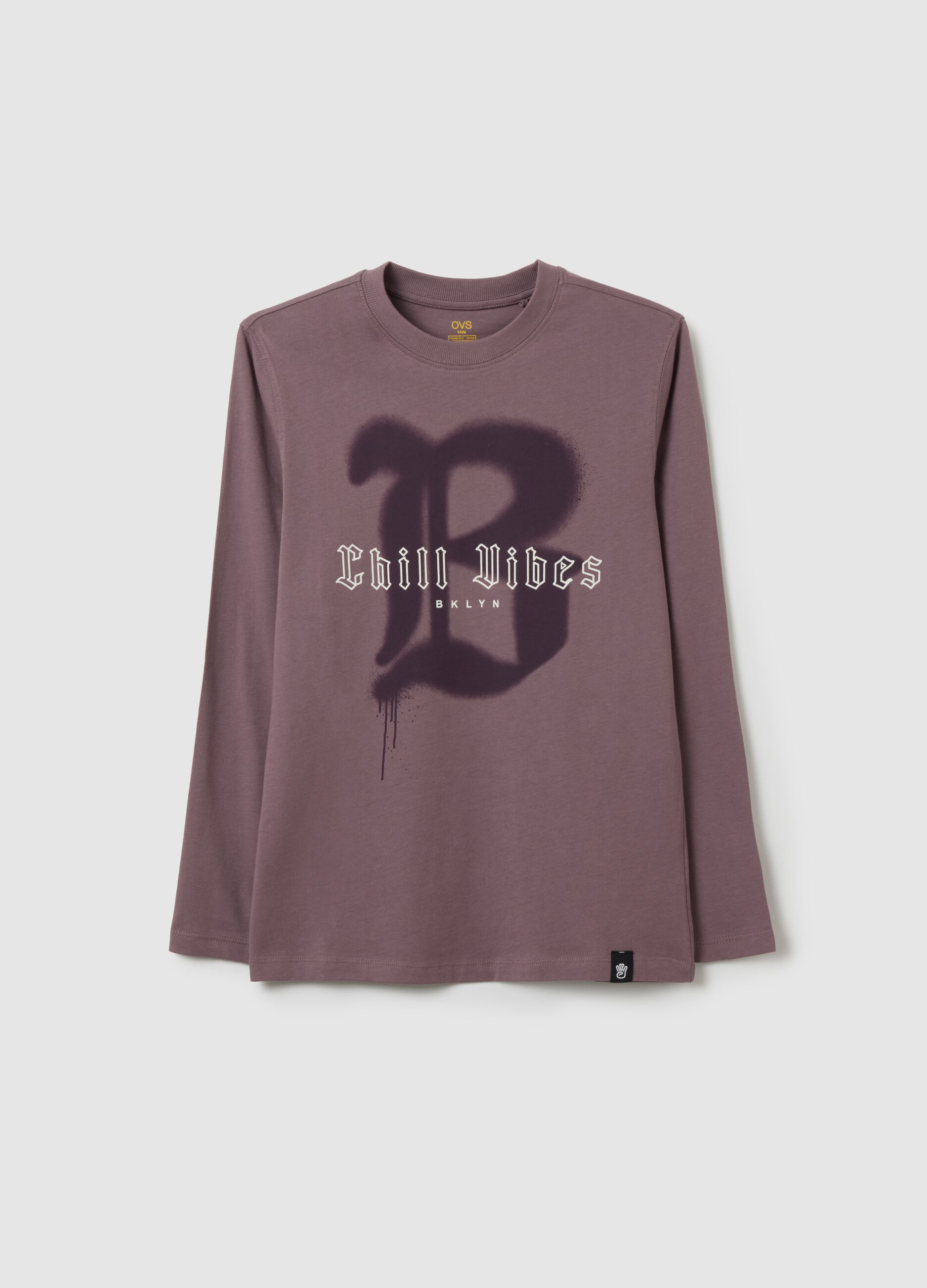 Maglietta da ragazzo in puro cotone viola vestibilità over
