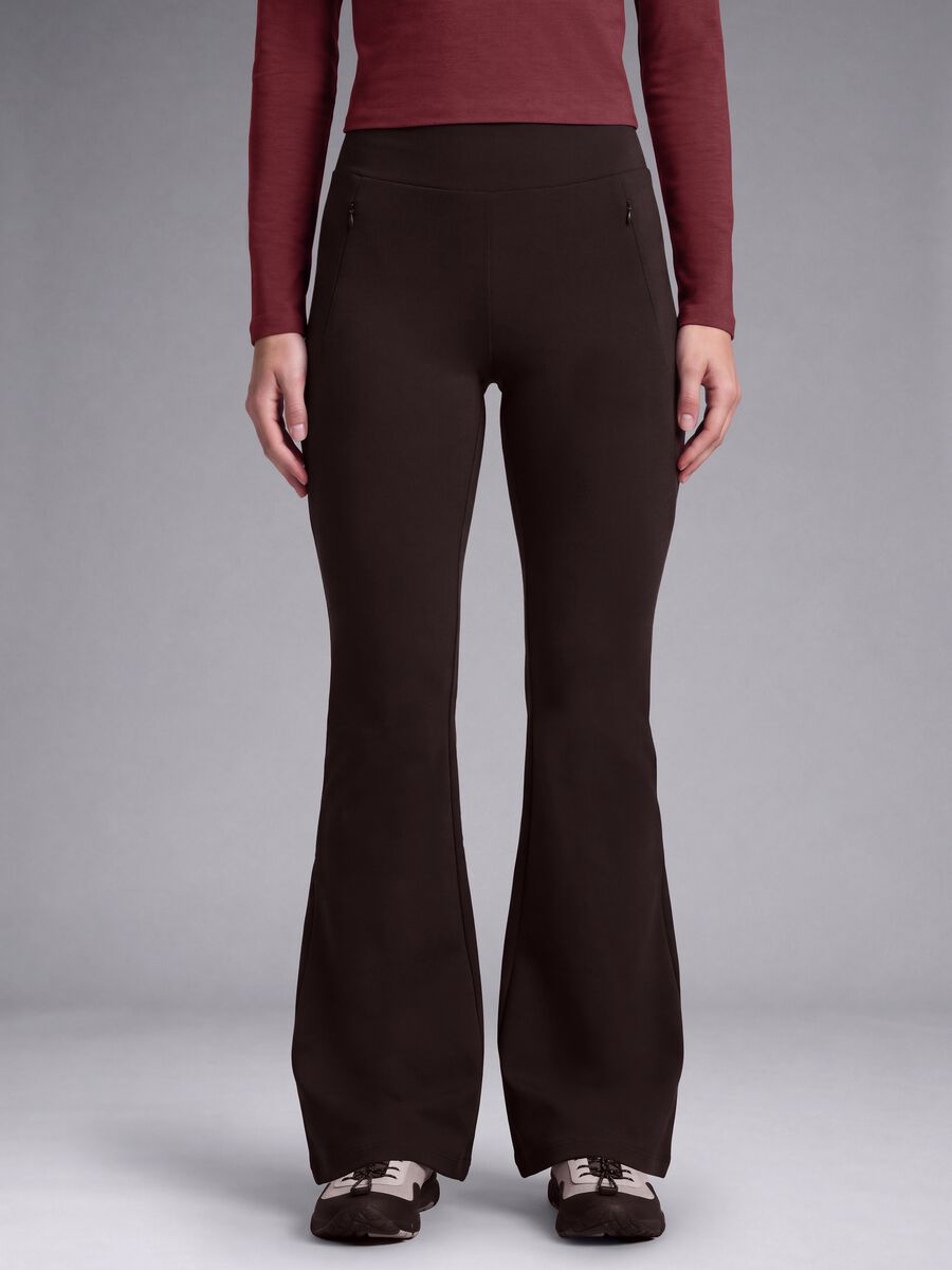 Pantaloni marroni flare in tessuto elasticizzato ALTAVIA STUDIO_2