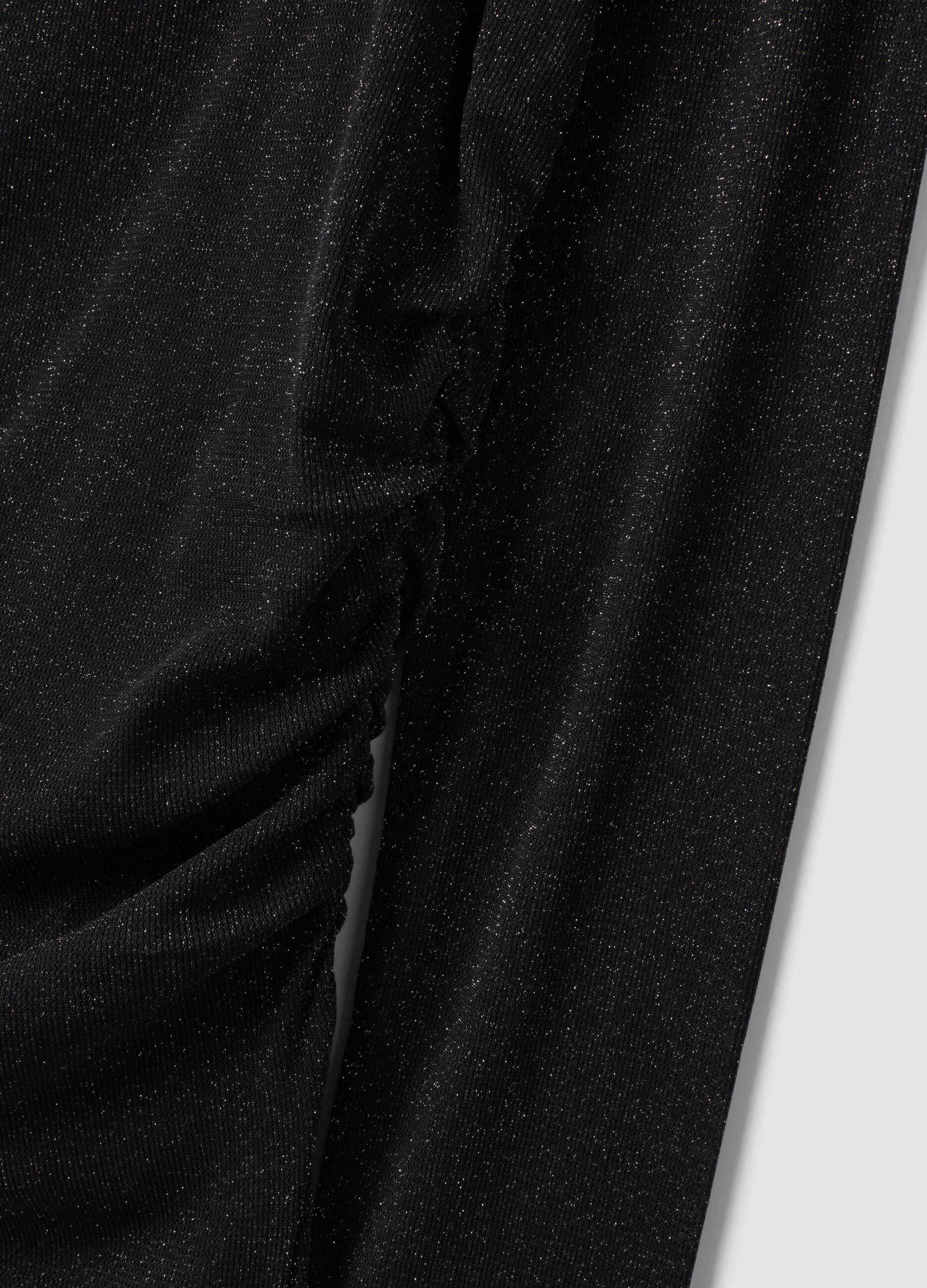 Black stretch jersey top with draped insert, slim fit
