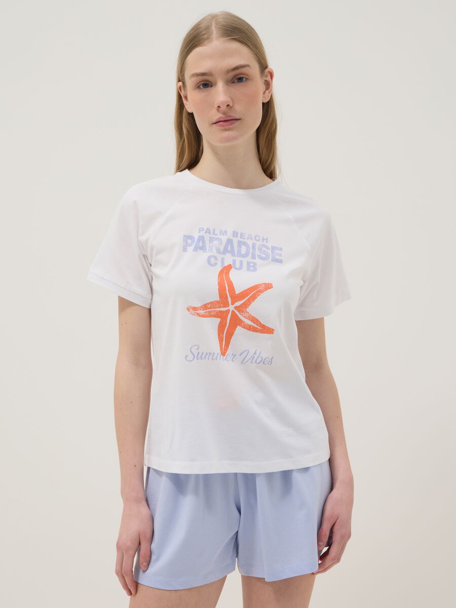 Multicolour pure cotton short pyjamas, regular fit with print_1