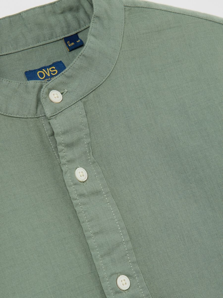 Green cotton and linen shirt by Ovs_5