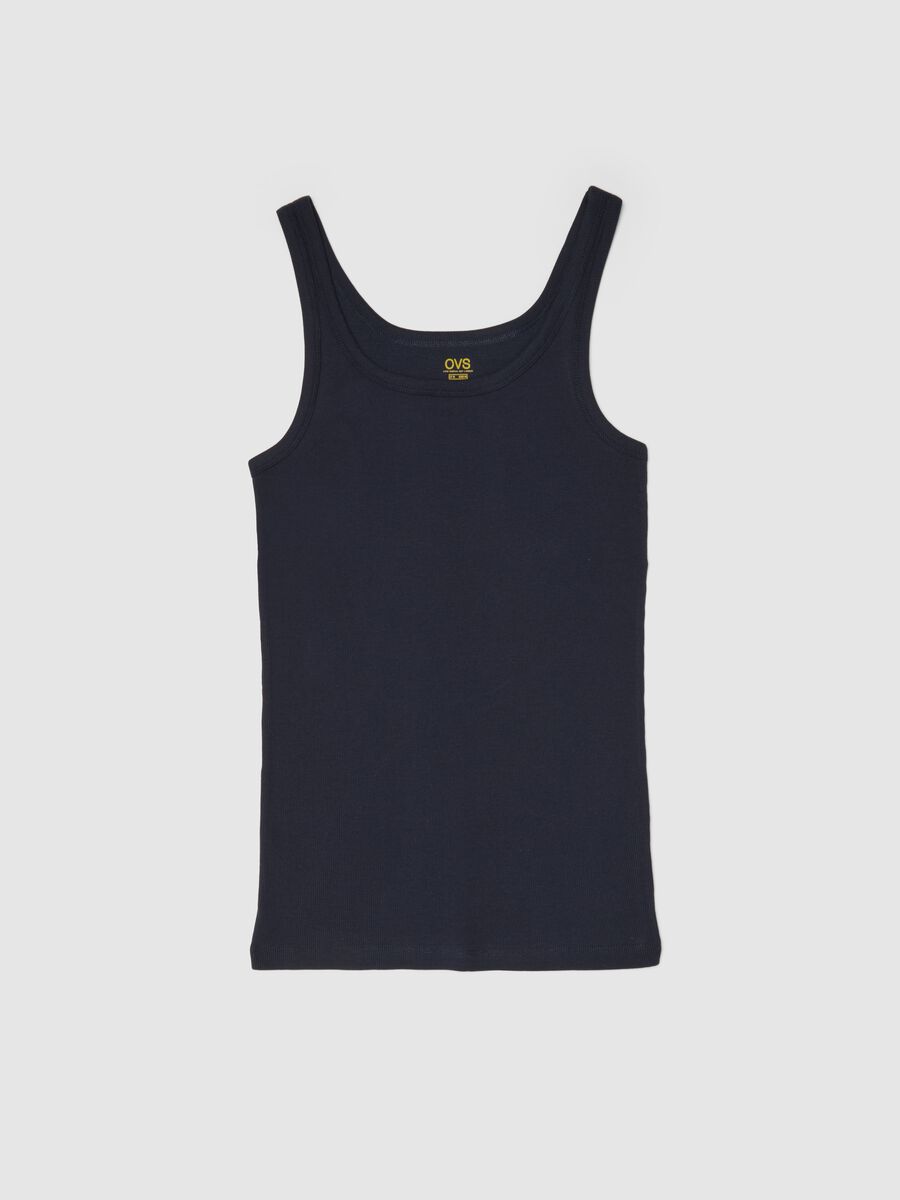 Blue pure cotton tank top regular fit_4