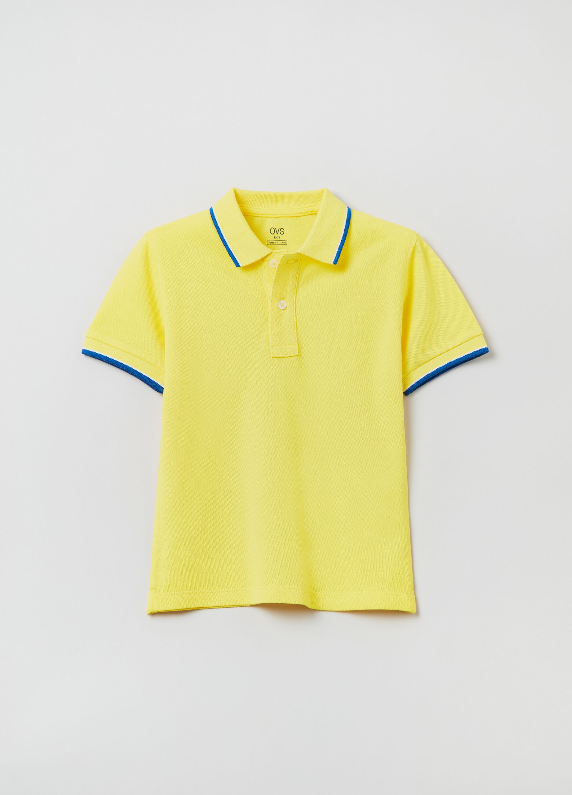 Polo shirt in piquet with striped trim