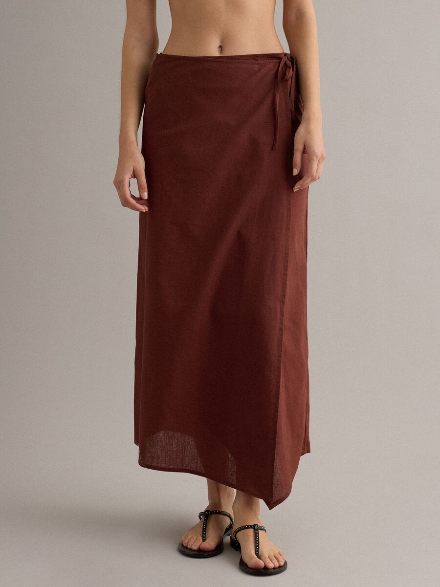 Brown cotton-linen blend pareo_1