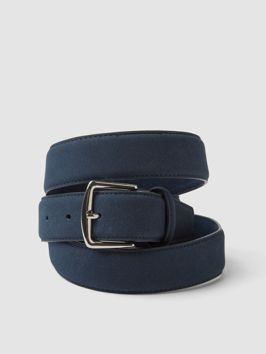 Cintura blu con fibbia rettangolare in metallo_2
