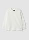 T-shirt bianca in puro cotone girocollo a maniche lunghe per bambino_0