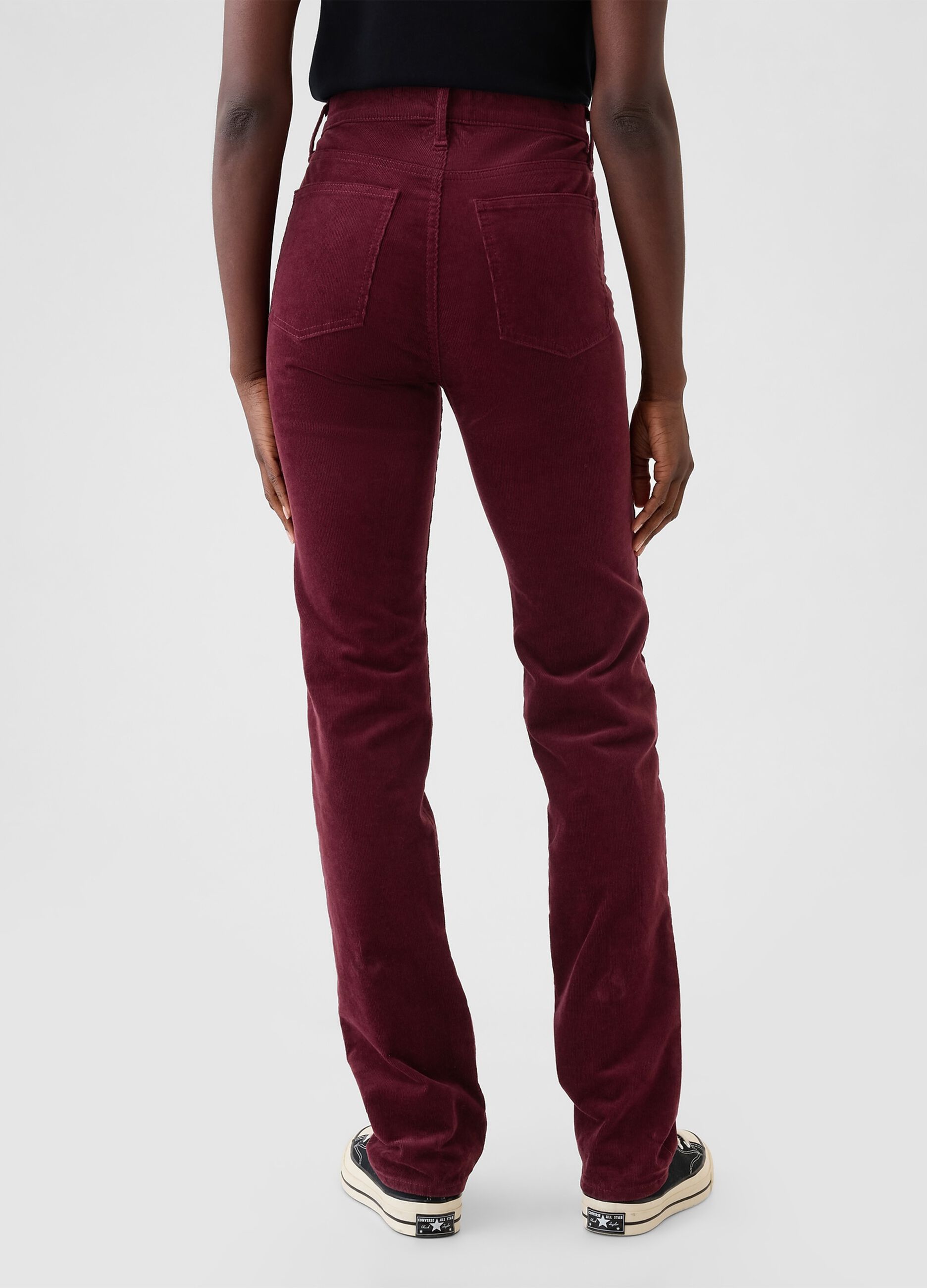 Straight high-rise trousers in corduroy
